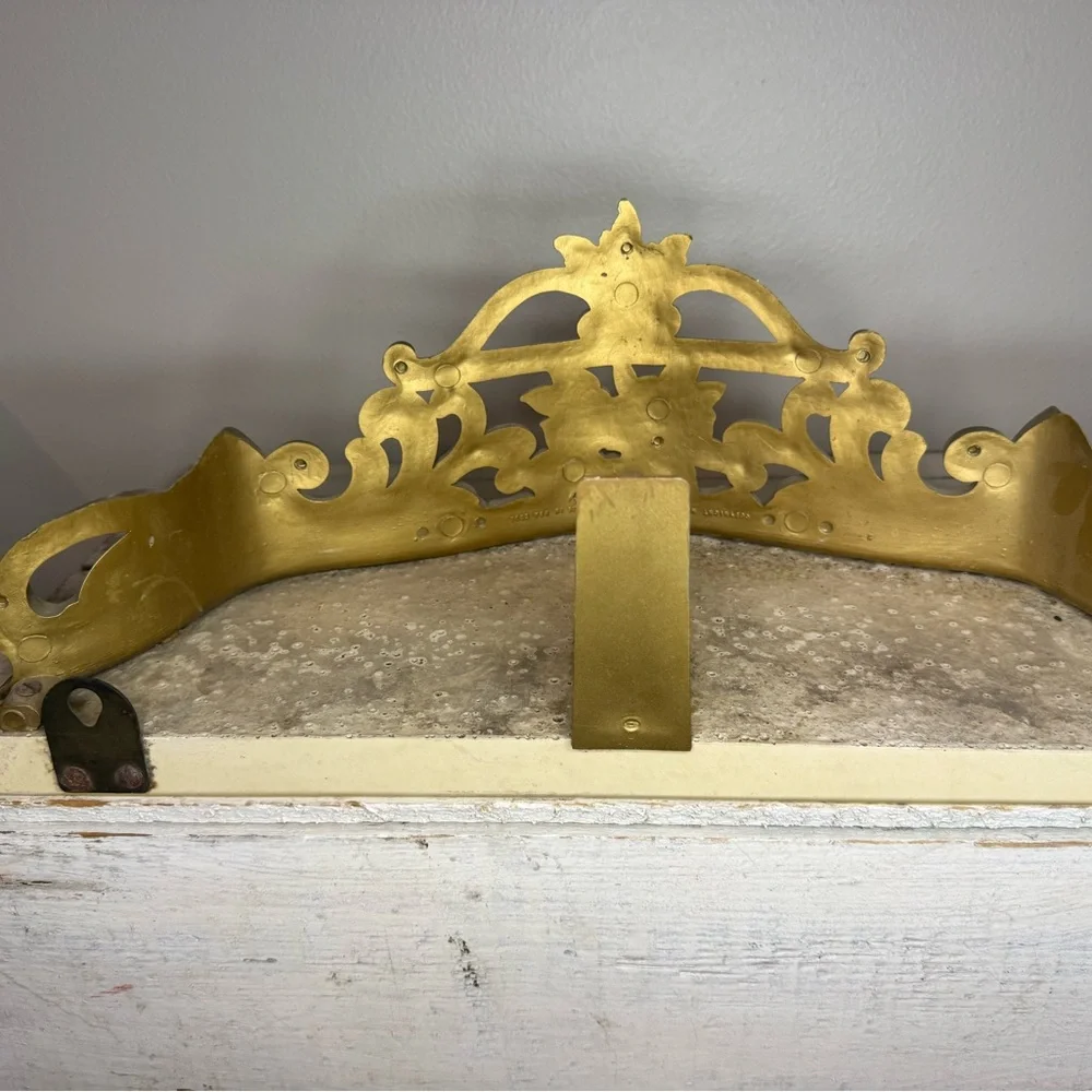 Vtg 1965s Gold Ornate Rose & Marble Wall Shelf Dart Syroco Hollywood Regency MCM